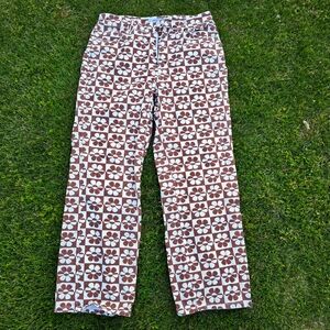 Forever 21 Brown and White Wide Leg Jeans